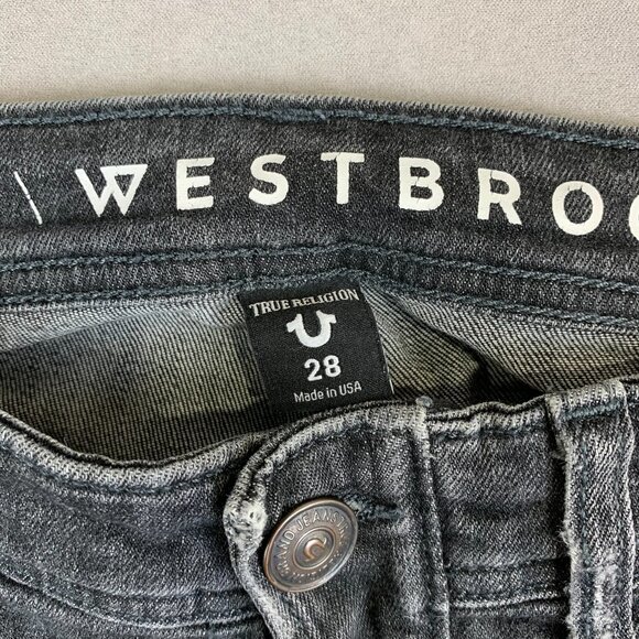True Religion Westbrook Mens Jeans 28 Gray Distressed Rocco Relaxed Skinny 28x30 - Picture 6 of 15